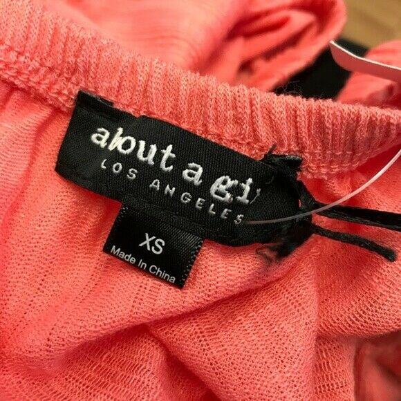 About a Girl XS Peach Salmon Off Shoulder Crop Top NEW NWT Coral - Picture 6 of 6